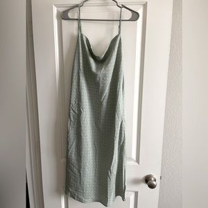 Mint green midi dress with small white polka dots. L Love brand. S,M,L